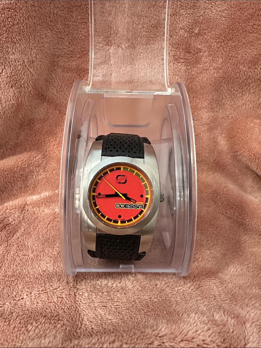 Red Dial Men's Sport Watch with Black Strap